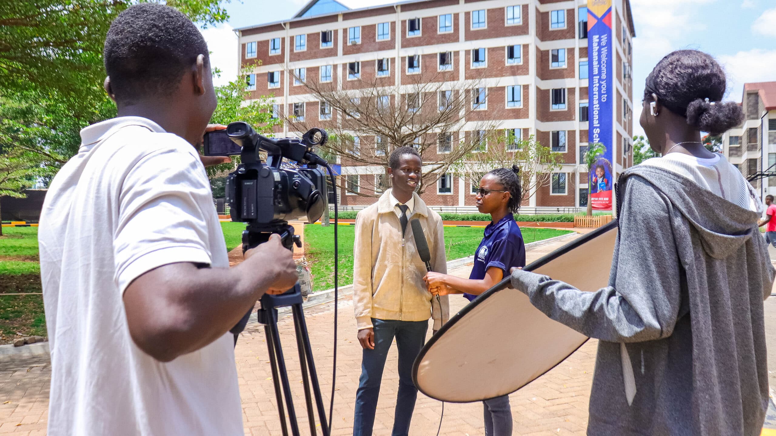 Media students filming on campus at Mahanaim College